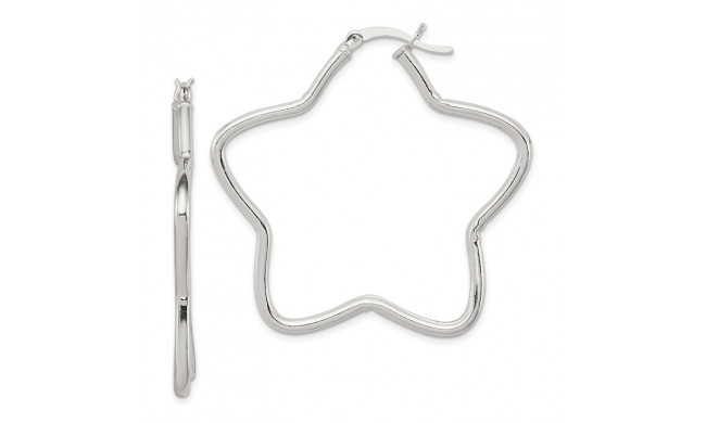 Quality Gold Sterling Silver Star Tube Hoop Earrings - QE3723