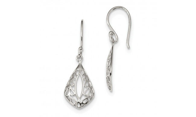 Quality Gold Sterling Silver Filigree Teardrop Dangle Shepherd Hook Earrings - QE13628