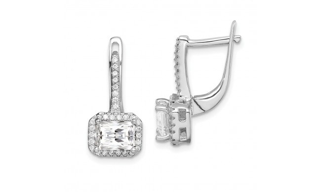 Quality Gold Sterling Silver Rhodium-plated Square CZ Halo Dangle Earrings - QE14218