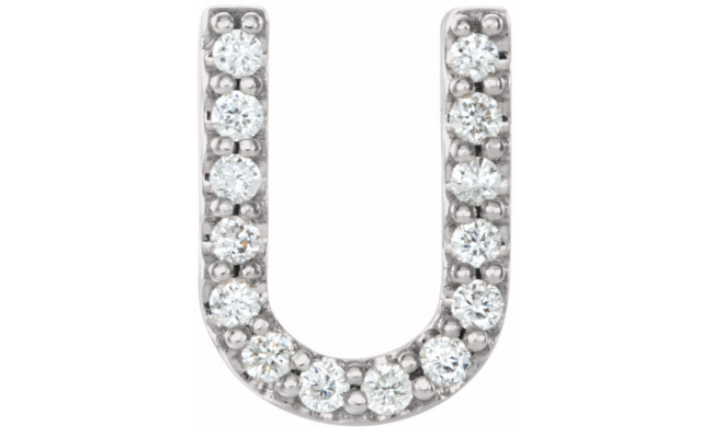 14K White .06 CTW Diamond Single Initial U Earring - 867976105P