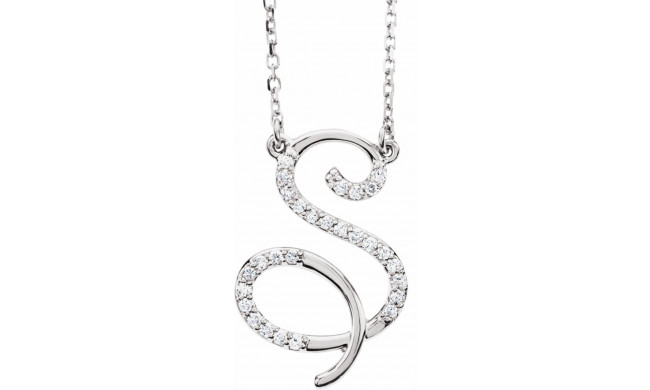 14K White 1/8 CTW Diamond Initial S 16 Necklace - 67399136P