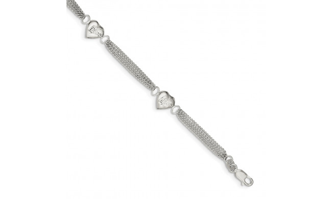 Quality Gold Sterling Silver Heart with Love Bracelet - QG1688-7