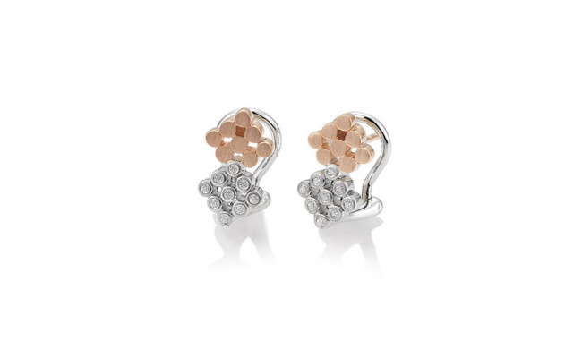14k Two Tone Gold Breuning Diamond Cluster Earrings