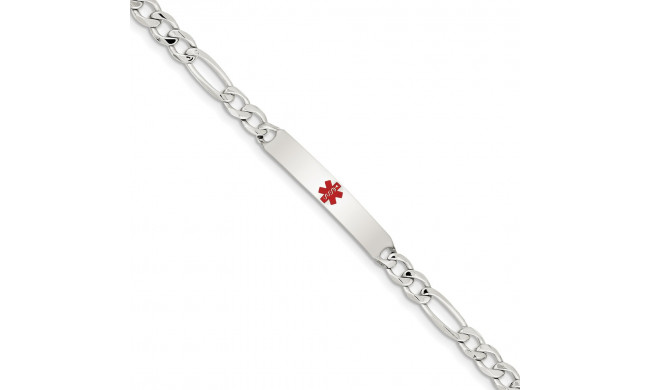 Quality Gold Sterling Silver Polished Medical Figaro Anchor Link ID Bracelet - XSM160-7.5