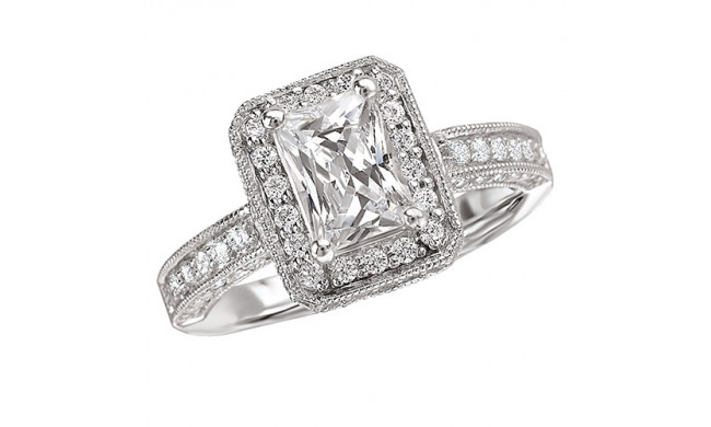 18k White Gold Halo Semi-Mount Diamond Engagement Ring