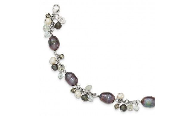 Quality Gold Sterling Silver Crystal  FW Cultured Pearl Bracelet - QH2331-8