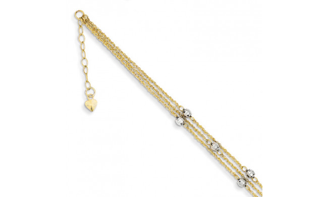 Quality Gold 14k Two Tone Triple Strand Anklet - ANK194-9