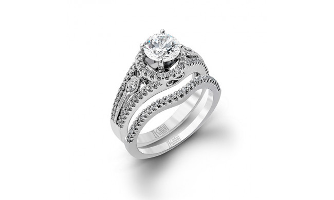 Zeghani 14k White Gold Diamond Engagement Ring Set