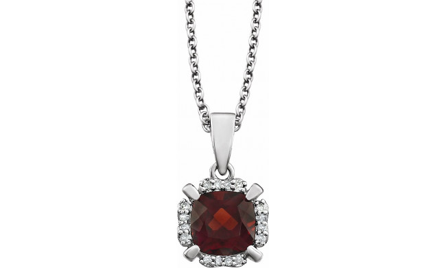 14K White Mozambique Garnet & .05 CTW Diamond 18 Necklace - 65195360001P