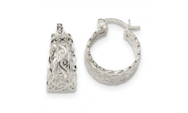 Quality Gold Sterling Silver Diamond Cut Open Swirl Hoop Earrings - QE13244