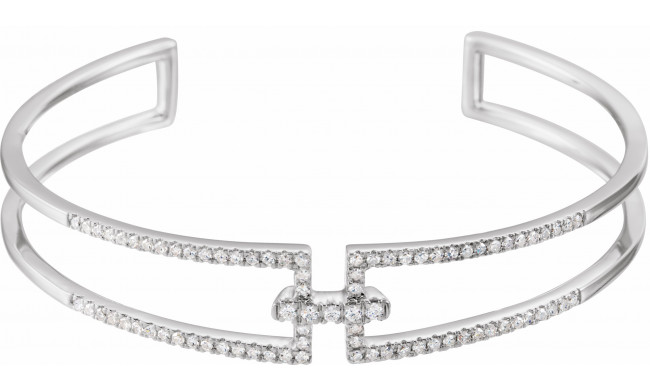 14K White 3/4 CTW Diamond Cuff 6 Bracelet - 65234760000P