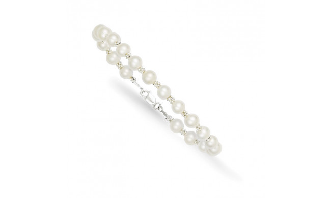 Quality Gold Sterling Silver Rhodium-plated White FW Cultured Pearl Bracelet - QB250