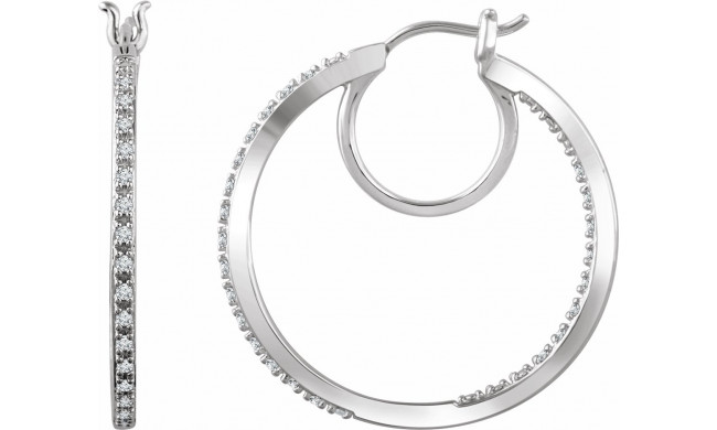 14K White 1/4 CTW Diamond Hoop Earrings - 65293760001P