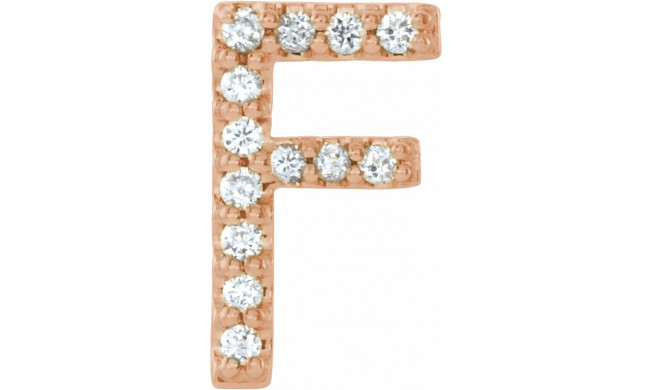 14K Rose .05 CTW Diamond Single Initial F Earring - 867976027P