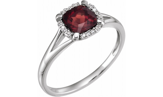 14K White Mozambique Garnet & .05 CTW Diamond Ring - 65195260001P