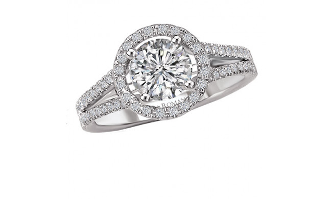 18k White Gold Round Halo Semi-Mount Diamond Engagement Ring