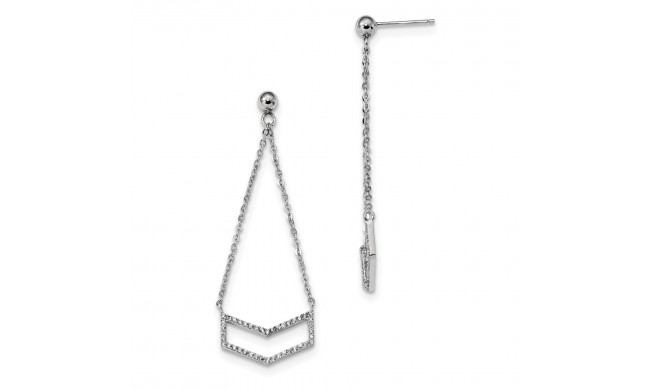 Quality Gold Sterling Silver Rhodium-plated CZ Dangle Earrings - QE13074