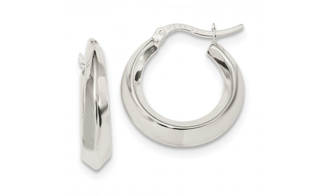Quality Gold Sterling Silver Beveled Hoop Earrings - QE13181