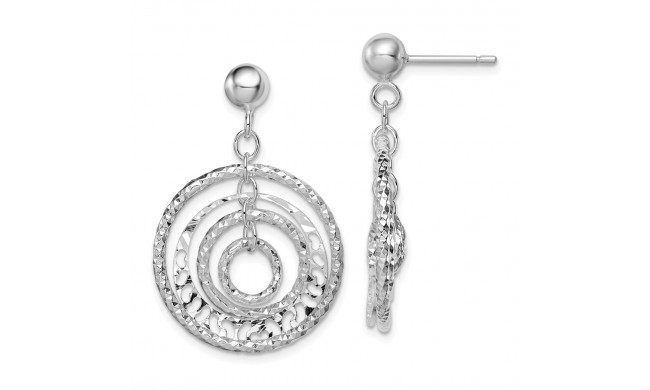 Quality Gold Sterling Silver Rhodium-plated Textured Circle Post Dangle Earrings - QE11437