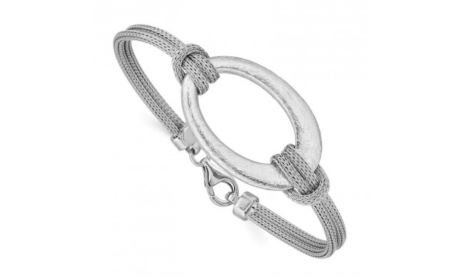 Quality Gold Sterling Silver Rhodium-plated Brushed Oval Mesh Knotted Bracelet - QB704
