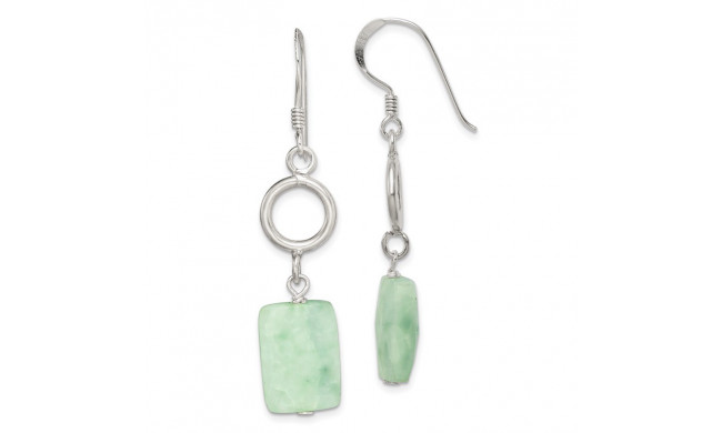 Quality Gold Sterling Silver Amazonite Stone Dangle Earrings - QE1362