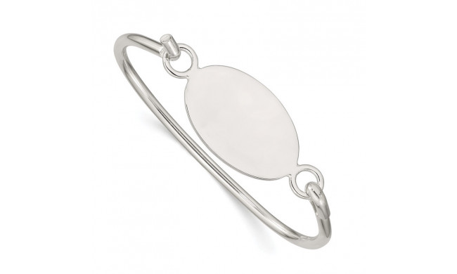 Quality Gold Sterling Silver  Oval ID Plate Bangle Bracelet - QB415