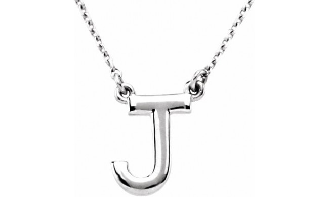 14K White Block Initial J 16 Necklace - 84634123P