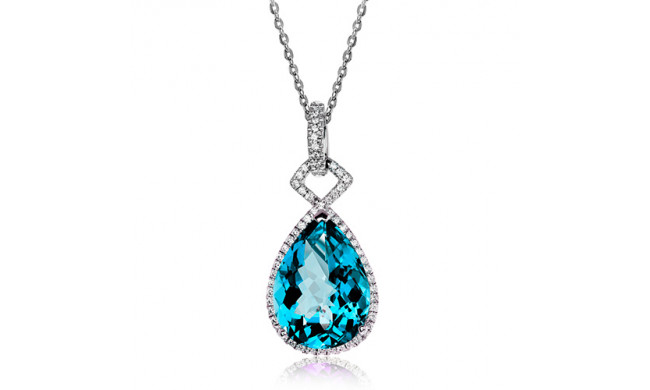 Zeghani 14k White Gold Diamond & Topaz Pendant