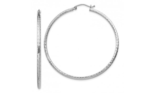 Quality Gold Sterling Silver Rhodium-plated 2.00mm Diamond Cut Hoop Earrings - QE4466