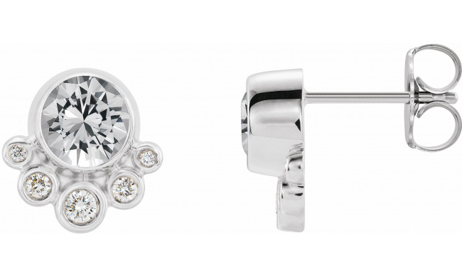 14K White Sapphire & 1/8 CTW Diamond Earrings - 86777680P