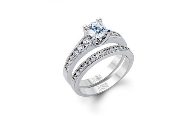 Zeghani 14k White Gold Diamond Engagement Ring