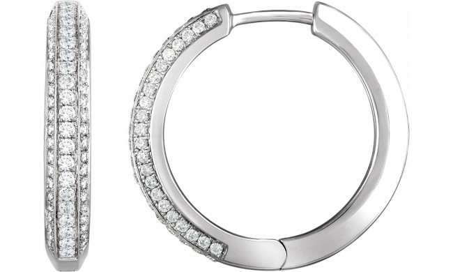 14K White 3/4 CTW Diamond Hoop Earrings - 65293960001P