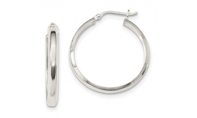 Quality Gold Sterling Silver Polished Beveled Edge Hoop Earrings - QE13182