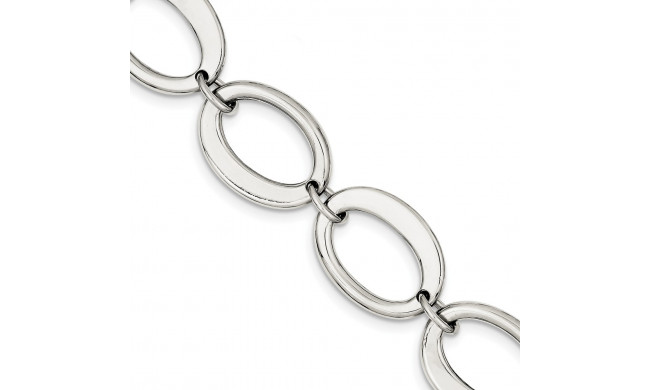 Quality Gold Sterling Silver Polished Oval Loop Bracelet - QH4924-7.5