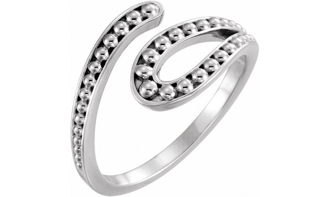 14K White Beaded Bypass Ring - 51714101P