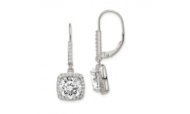 Quality Gold Sterling Silver Polished CZ Dangle Earrings - QE12425