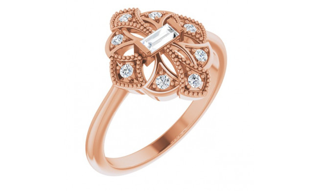 14K Rose 1/6 CTW Diamond Vintage-Inspired Ring - 124058607P
