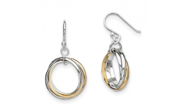 Quality Gold Sterling Silver Gold-Plated Triple Circle Dangle Earrings - QE7236