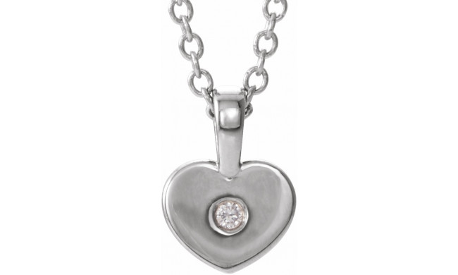 14K White .01 CT Diamond Youth Heart 16 Necklace - 190062610P