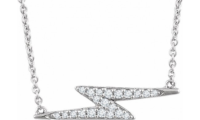 14K White 1/8 CTW Diamond Lightning Bolt 16-18 Necklace - 65214060001P