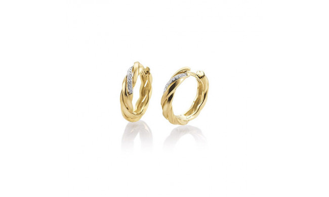 14k Yellow Gold Breuning Diamond Huggie Earrings