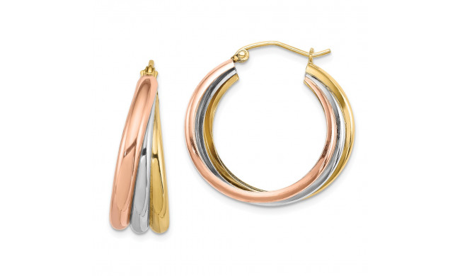Quality Gold Sterling Silver Rhodium-plated & Yellow and Rose Vermeil Hoop Earrings - QE8441