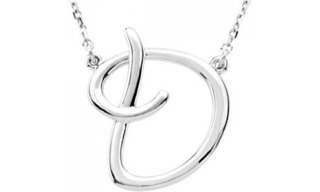 14K White Script Initial D 16 Necklace - 84635101P