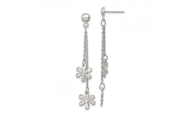 Quality Gold Sterling Silver Flower Dangle Post Earring - QE4097
