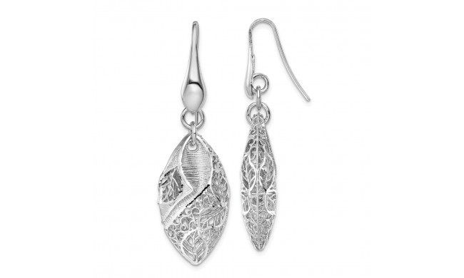 Quality Gold Sterling Silver Rhodium Plated Oval Leaf Dangle Earrings - QE8071