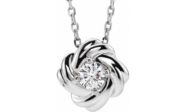 14K White 1/6 CTW Diamond Knot 16-18 Necklace - 86655605P