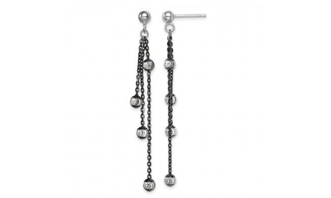 Quality Gold Sterling Silver & Ruthenium-plated Bead Dangle Post Earrings - QE11398