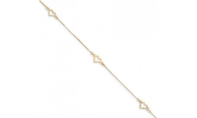 Quality Gold 14k Adjustable Fancy Heart Anklet - ANK157-9