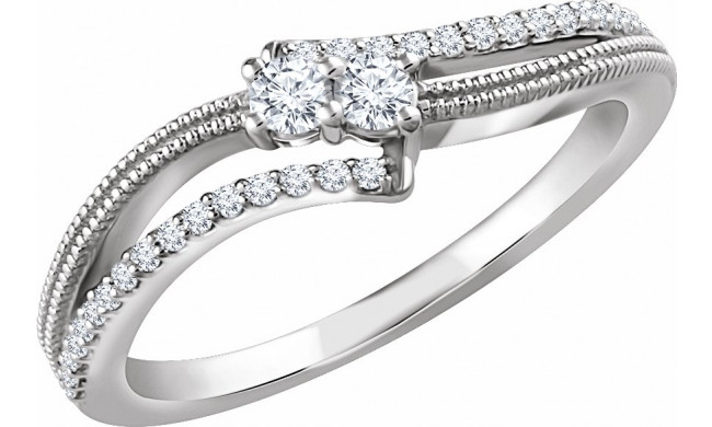 14K White 1/4 CTW Diamond Two-Stone Ring - 65222460000P