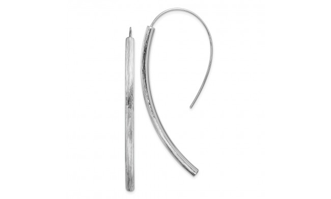Quality Gold Sterling Silver Rhodium-plated Polished & Textured Bar Dangle Earrings - QE12065